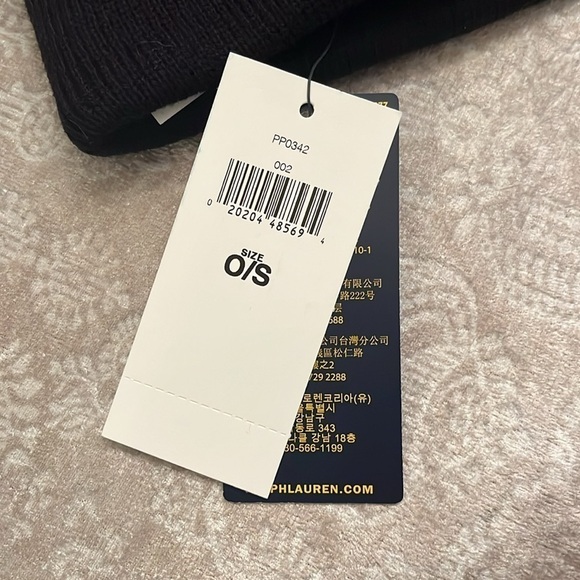 Brand New Polo Ralph Lauren Black Knit Stretch Beanie Hat Red Embroidered Pony - Picture 9 of 14